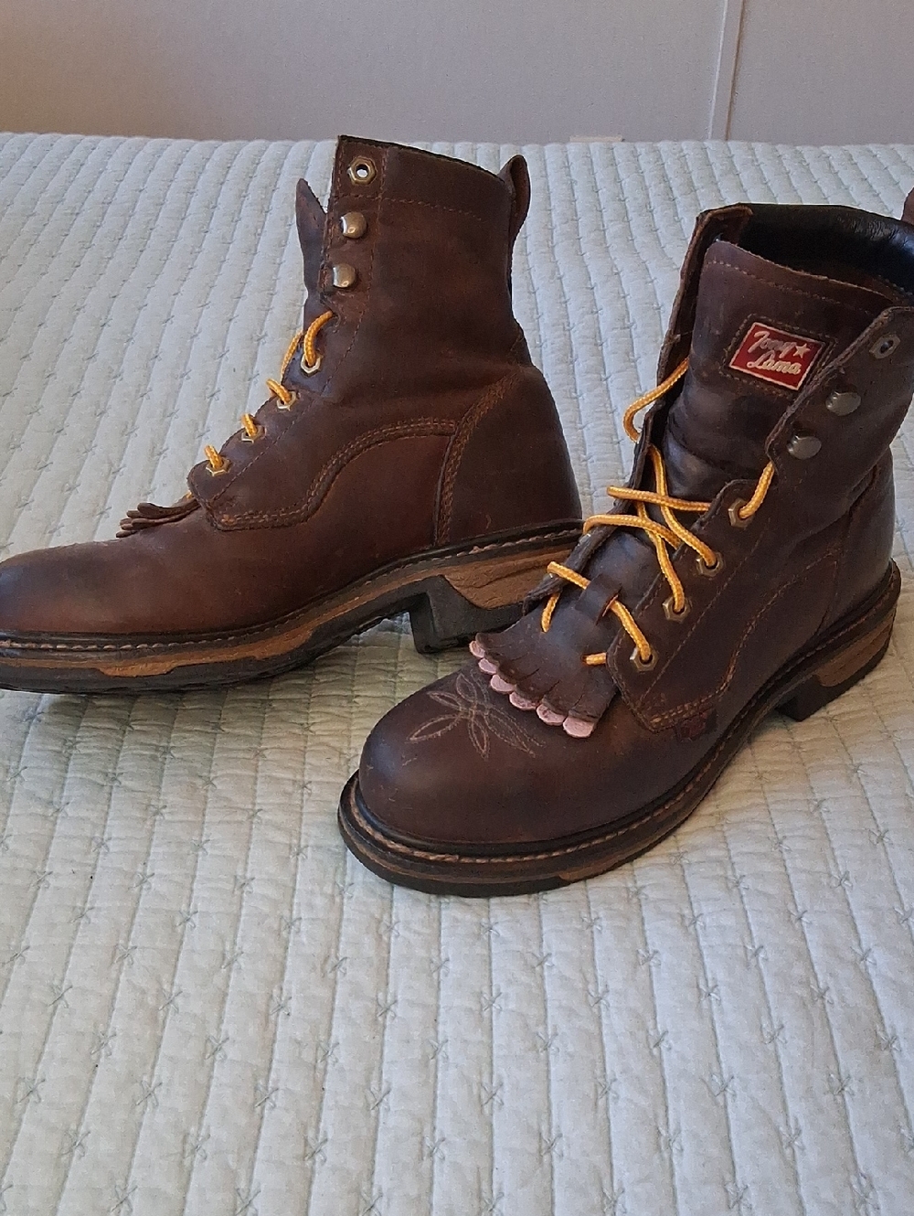 Tony Lama TLX Western Workwear Leather Lace-Up Work Boots with Kiltie